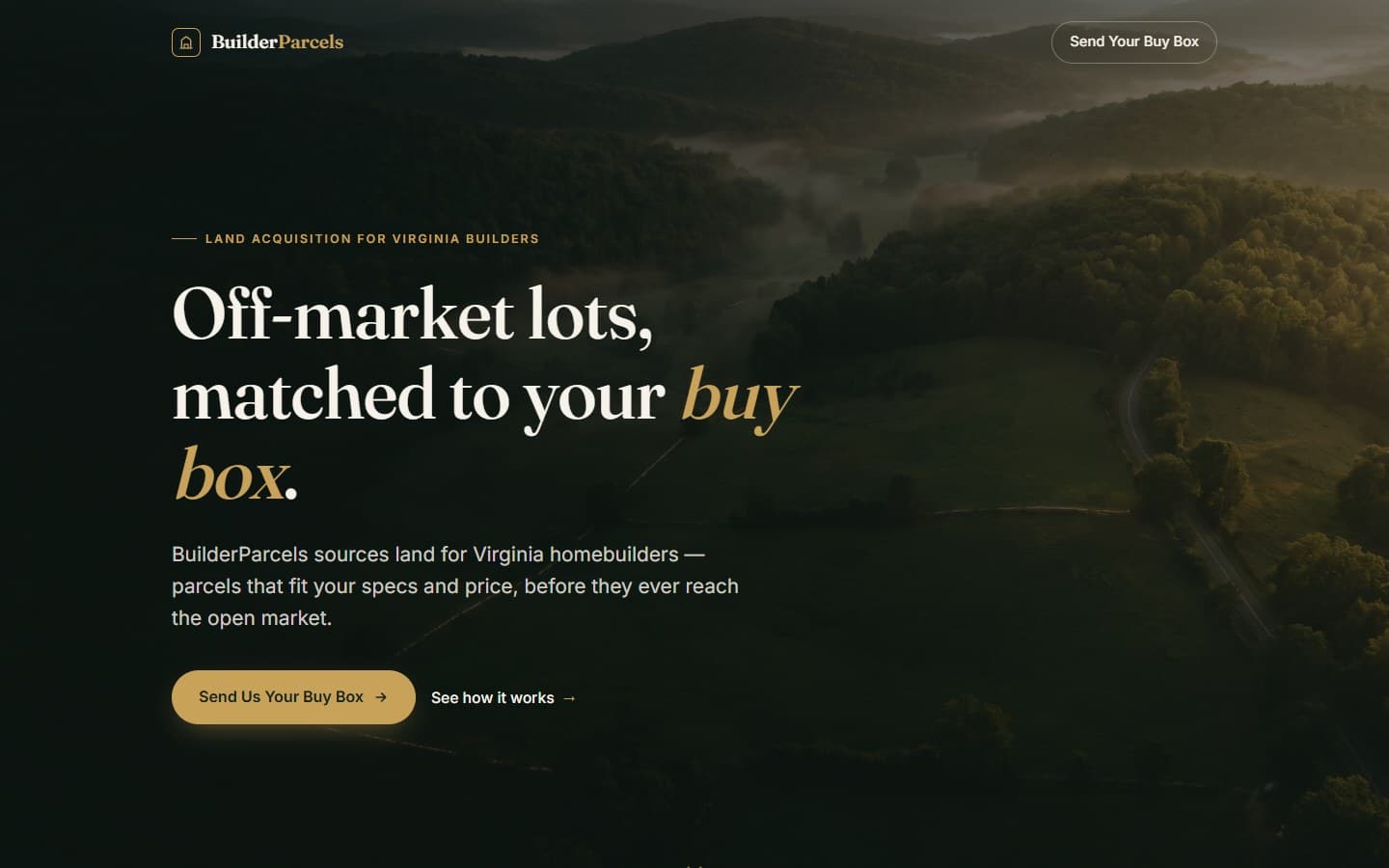 BuilderParcels.com homepage screenshot