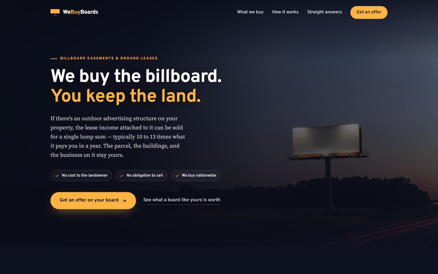WeBuyBoards.com homepage screenshot